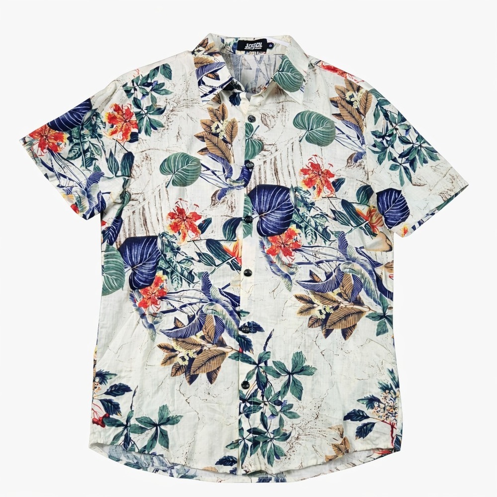 Jogal Tropical Hawaiian Shirt Mens Small Button Up Short Sleeve Beach Camp